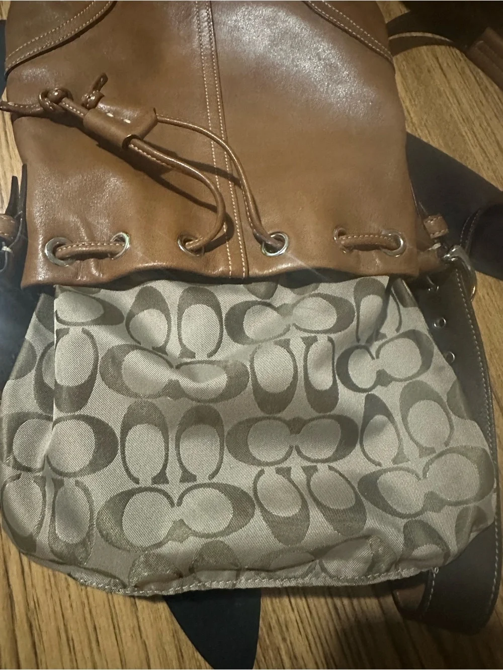Vintage Coach Leather Drawstring Bucket Bag